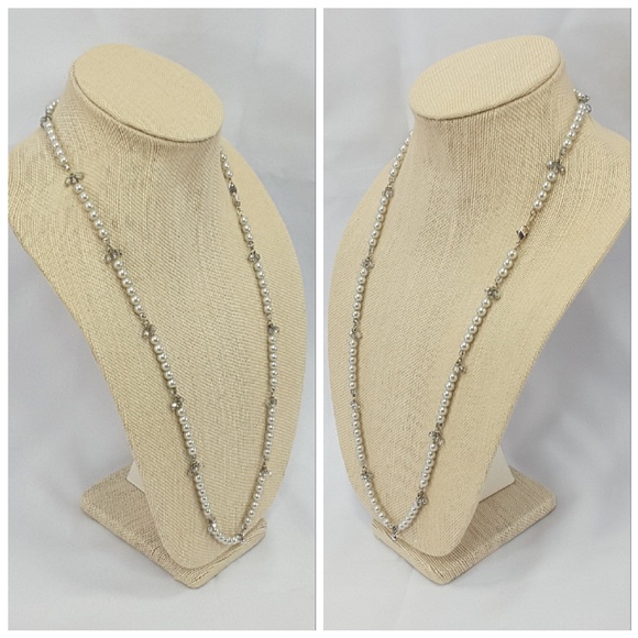 Silvertone Faux Pearls with Accent Beads - Picture 4 of 8